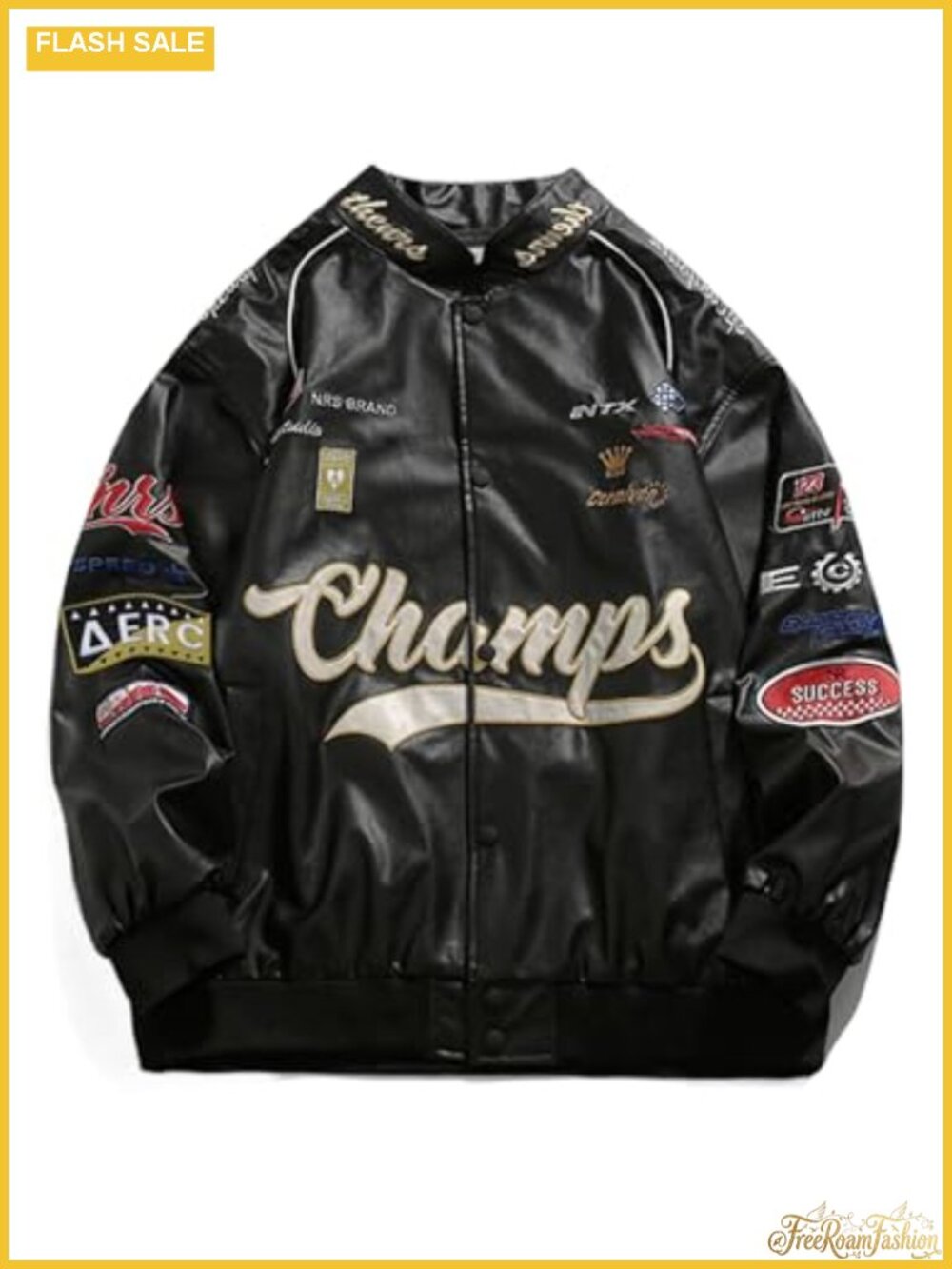 Faux Leather Racing Jacket Oversized Motorcycle Biker Racer Streetwear Unisex
